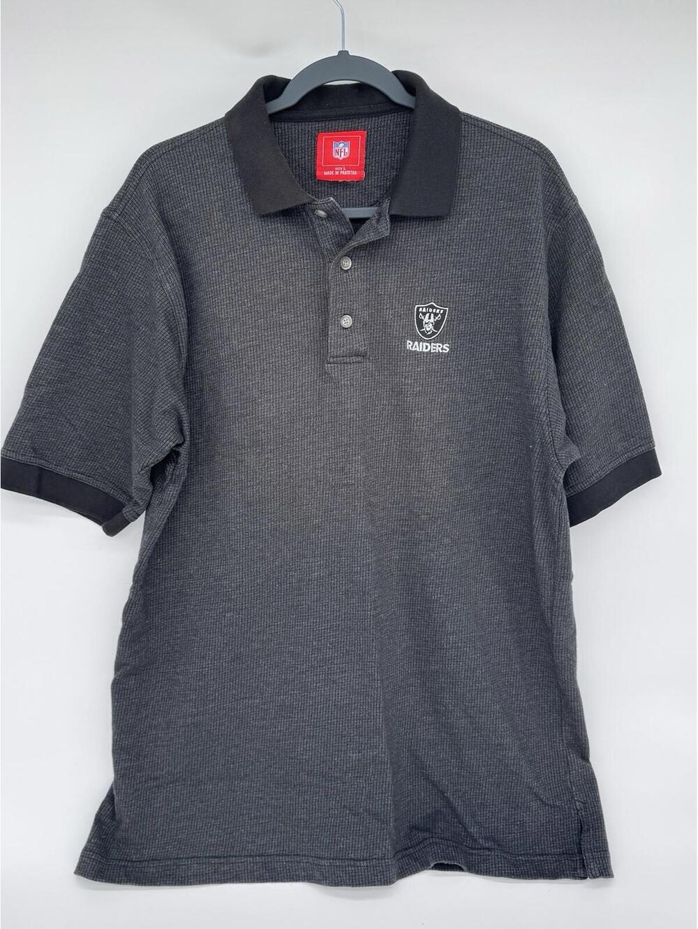 Nfl Las Vegas Raiders Polo Shirt Size Large Gray And Black
